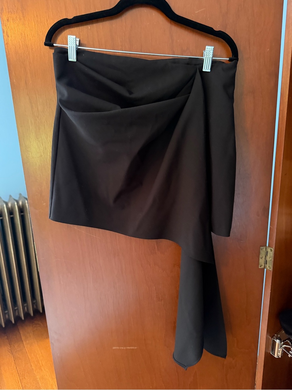 Zara Black Asymmetrical Draped Mini Skirt